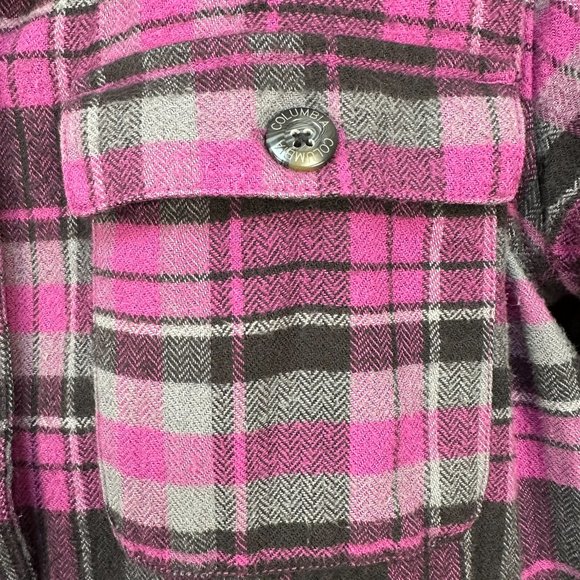 Columbia Women's Button Down Plaid Shacket Shirt Jacket, Size Large,‎ Magenta - Picture 4 of 10